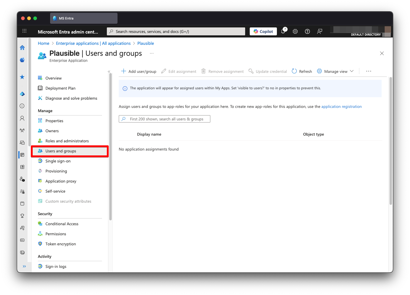 MS Entra users groups