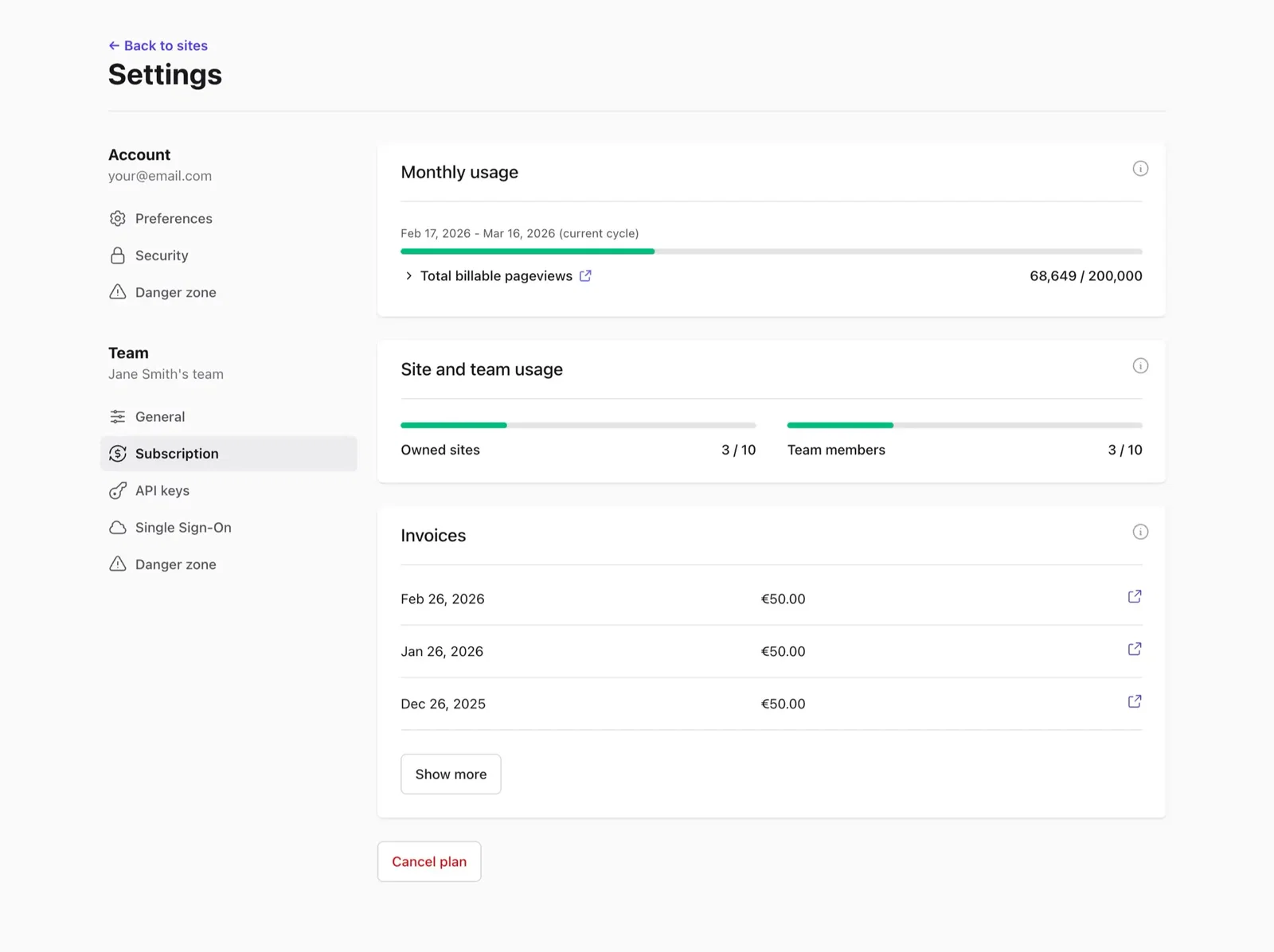 Plausible subscription